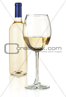 White wine in bottle and glass