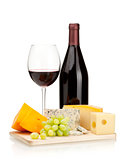 Red wine, cheese and grapes