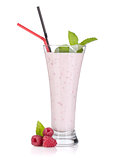 Raspberry milk smoothie with mint