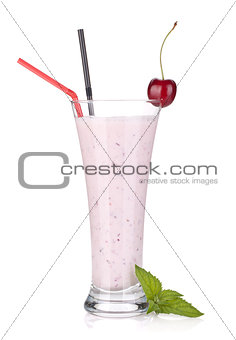 Cherry milk smoothie with mint