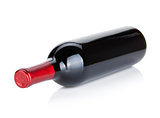 Lying red wine bottle