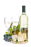 White wine, cheese and grape