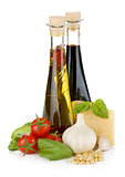 Tomatoes, basil, olive oil, vinegar, garlic and parmesan cheese