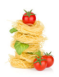 Italian pasta, tomatoes and basil