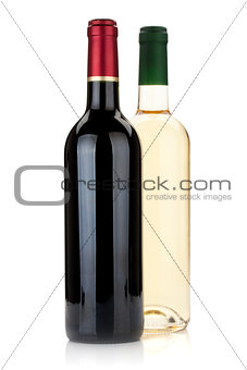 Red and white wine bottles