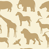 Seamless pattern with african animal silhouettes