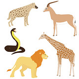 Set 2 of cartoon african animals