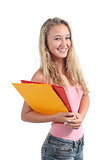 Portrait of a beautiful teenager girl student smiling