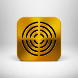 Technology App Icon with Gold Metal Texture