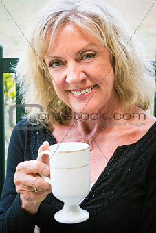Beautiful Senior Woman with Coffee
