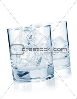 Glasses with ice cubes