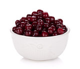 Fresh ripe cherries in bowl