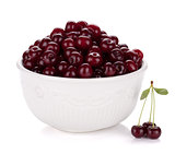 Fresh ripe cherries in bowl