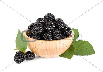 Blackberry in wooden bowl