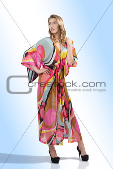 fashion girl with colorful dress