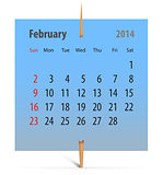 Calendar for February 2014
