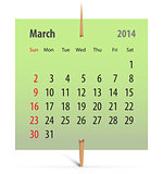 Calendar for March 2014