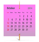 Calendar for October 2014
