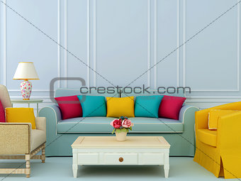 Composition with sofa and armchairs