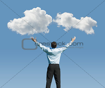 man and clouds