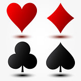 Playing Cards Suits with Shadows. Vector Illustration