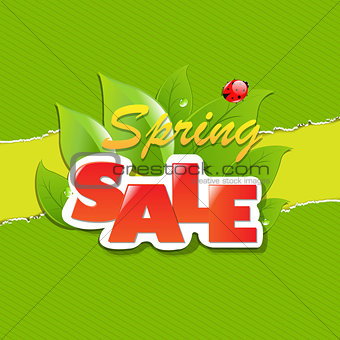 Green Torn Paper Borders And Spring Sale Banner