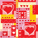 Vector. Seamless background with hearts and cubes.