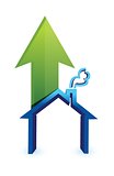 Arrow with house. rising prices in housing market