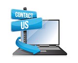 contact us sign and laptop
