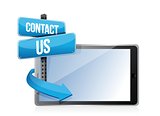 contact us sign and tablet