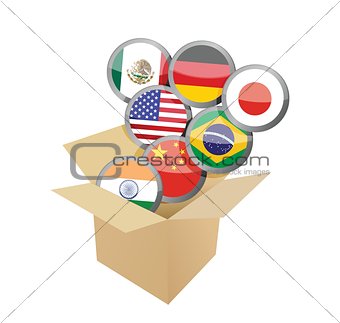 box full of flags. illustration design