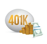 401k egg and cash money illustration