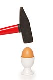 Egg cracking with hammer