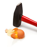 Egg cracked with hammer