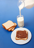 Milk and bread with chocolate