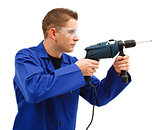 Young man with drill