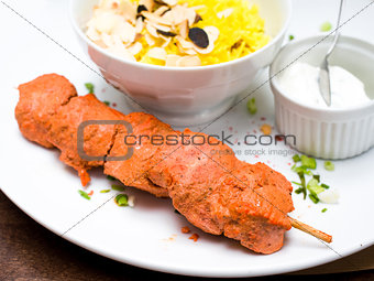 Rice and Chicken skewers