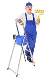 house painter with ladder on white
