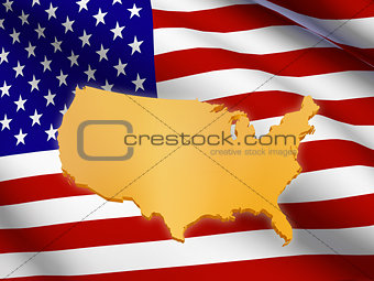 American flag and map