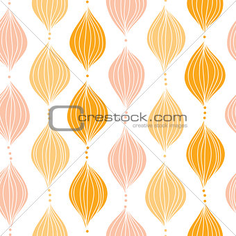 Vector abstract golden ogee seamless pattern background with hand drawn elements