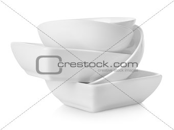 Empty white bowls