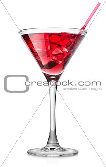 Red cocktail in a high glass