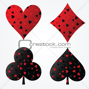 Playing Cards Suits Filled with Suits. Vector