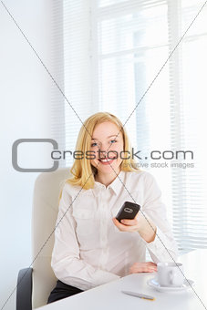 Office Girl With Phone
