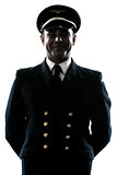 man in airline pilot uniform silhouette