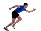 man profile running sprinting full length