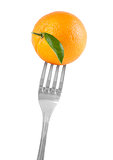 fresh orange on fork