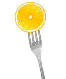 Slice of orange on a fork