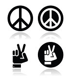 Peace, hand gesture vector icons set