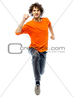 young man running front view